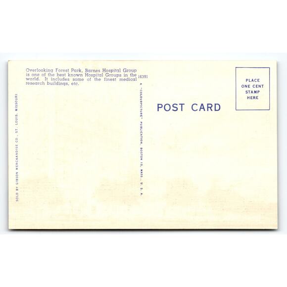 Vintage Linen Postcard Barnes Hospital Group St. Louis Missouri - Picture 2 of 2